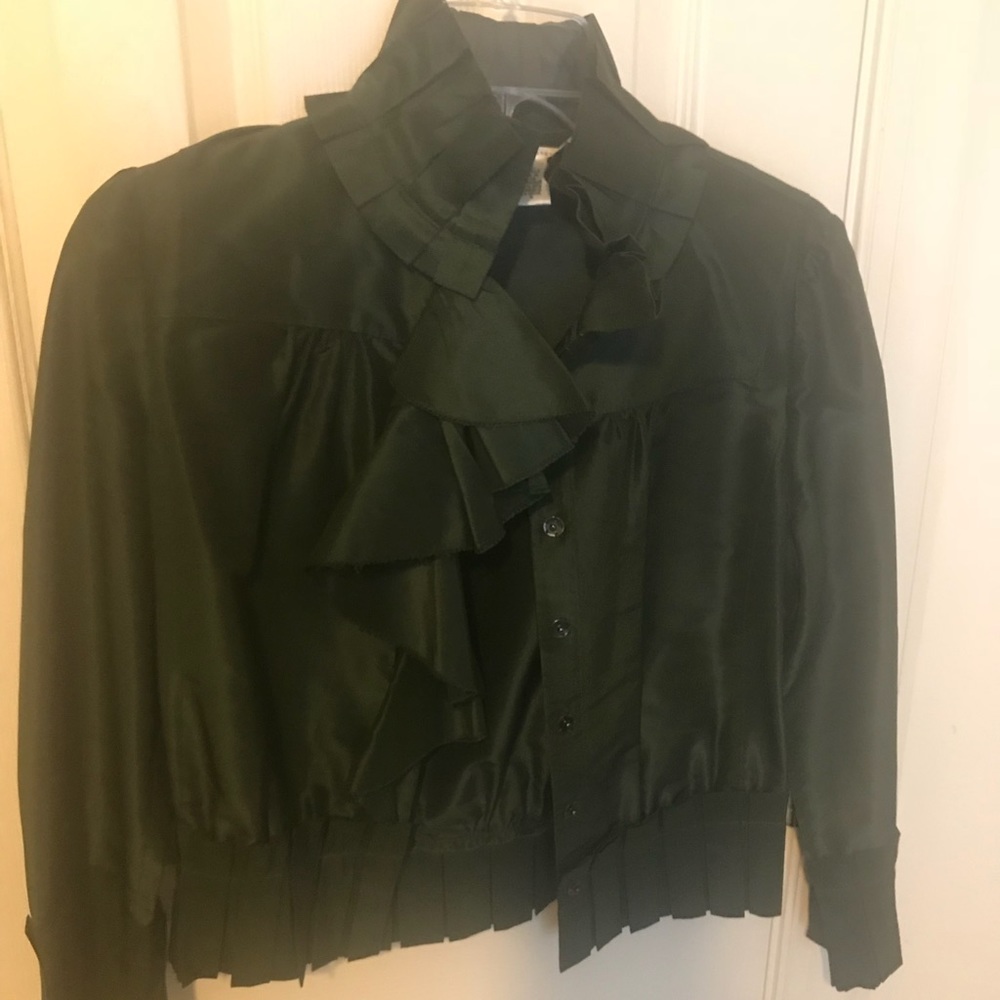 Green DVF crop silk top